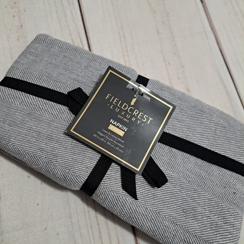 Fieldcrest Luxury Linen and Cotton Blend Napkin 4 Pack